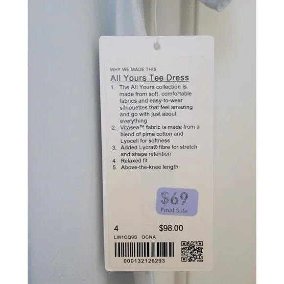 NWT Lululemon ALL YOURS TEE DRESS Light Blue Relaxed Fit Above Knee Women's Sz 4 - Picture 7 of 8